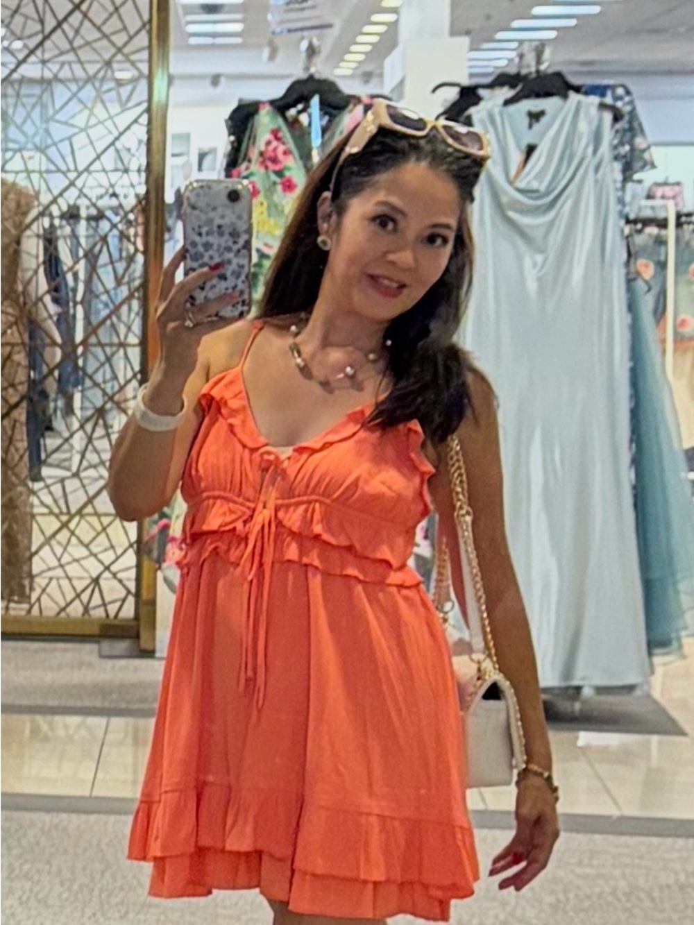 No Boundaries Orange Ruffle Tie-Front Mini Dress